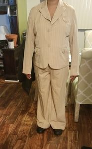 2pc pinstripe wideleg pantsuit